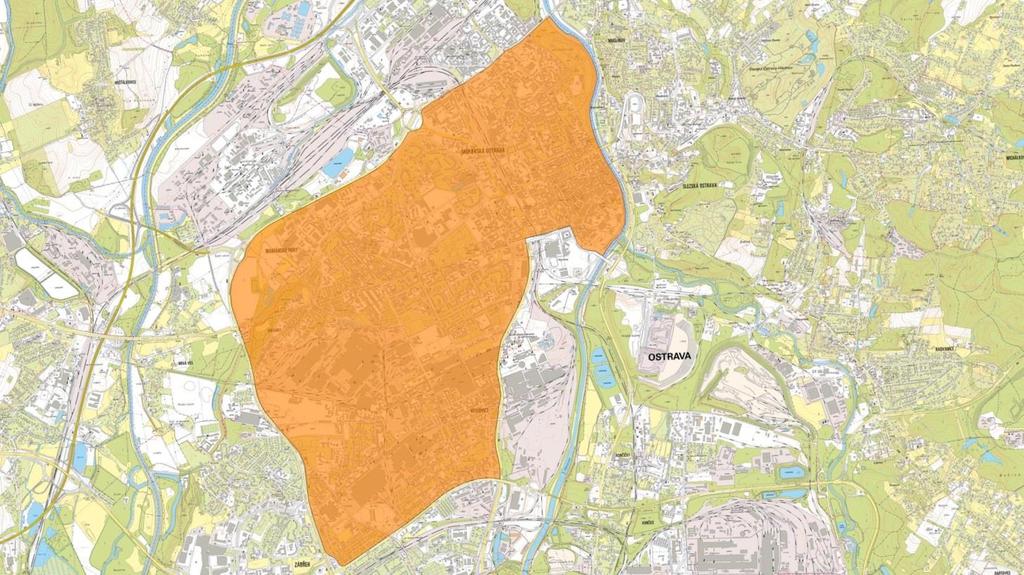4.1. NEZ centrum města 4.1.1. Vymezení zóny Zóna je vymezena ulicí Mariánskohorskou, řekou Ostravicí, ulicemi Na Karolíně, 28