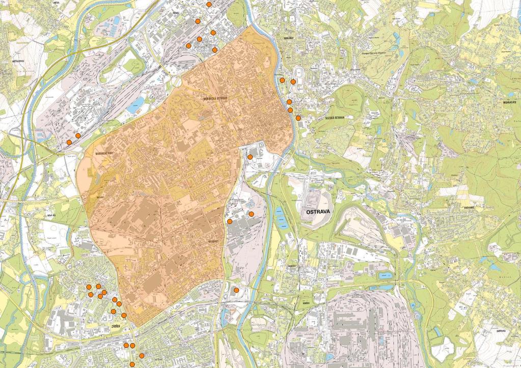 Obrázek 33: Parkoviště v okolí NEZ centrum Vybraná parkoviště v okolí NEZ Poruba: počet ulice parkovacích míst Ostravská 31 zpoplatněné parkoviště K Myslivně 38 zpoplatněno 17.