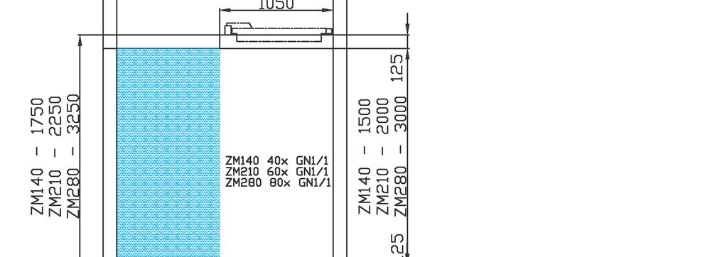 Základní technické parametry Model ZM 140 ZM 140A ZM 210 ZM 280 Kapacita zmrazovače (+70 / -18 C) [kg] 140 140 210 280 Šířka vnější A [mm] 2250 1650 2250 2250 Hloubka skříně vnější B [mm] 1750 1150