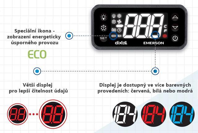 Hlavní rysy ČELNÍ PANEL Elegance a sofistikovanost, bohatost detailu a paleta barev displeje dává regulátorům neporovnatelný