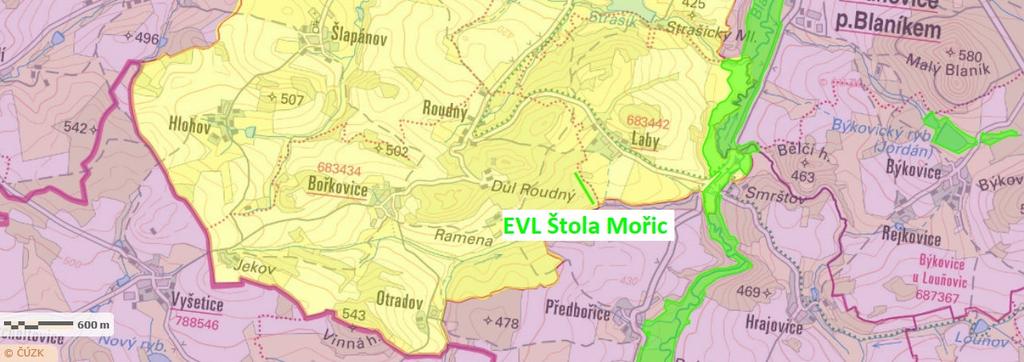 2 Rozmístění EVL na území posuzované koncepce