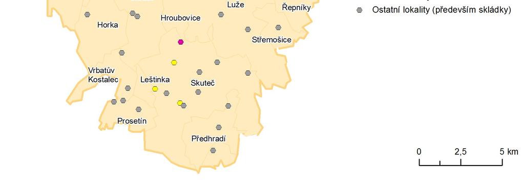 Lokalitami vhodnými pro výzkum jsou VELAMOS, a.s. divize Skuteč, skládka VELAMOS Horka a jímací území Svatá Anna ve Skutči.