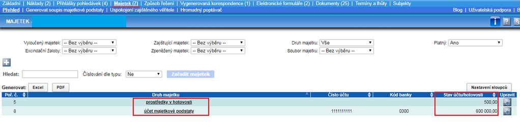 Rozvrh z Účtu majetkové podstaty Při volbě možnosti z Účtu majetkové podstaty vám systém umožní generovat rozvrh dle konečného stavu na Účtu majetkové podstaty, případně dle konečného stavu