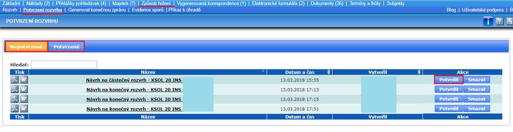 Při této volbě bude v řádku Částka určená k rozdělení mezi zbývající nezajištěné věřitele zobrazena nulová hodnota.