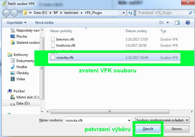 (označeno zeleně) Figure A.3: Výběr VFK souboru 3.