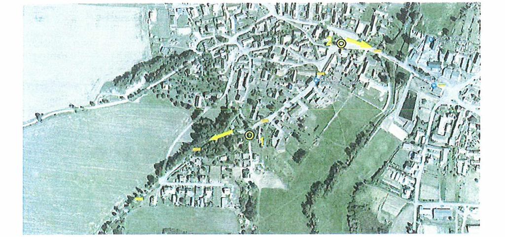 v zákres v ortofotomapě v směr snímání rychlosti vozidel jedoucích po silnici III. třídy (č.