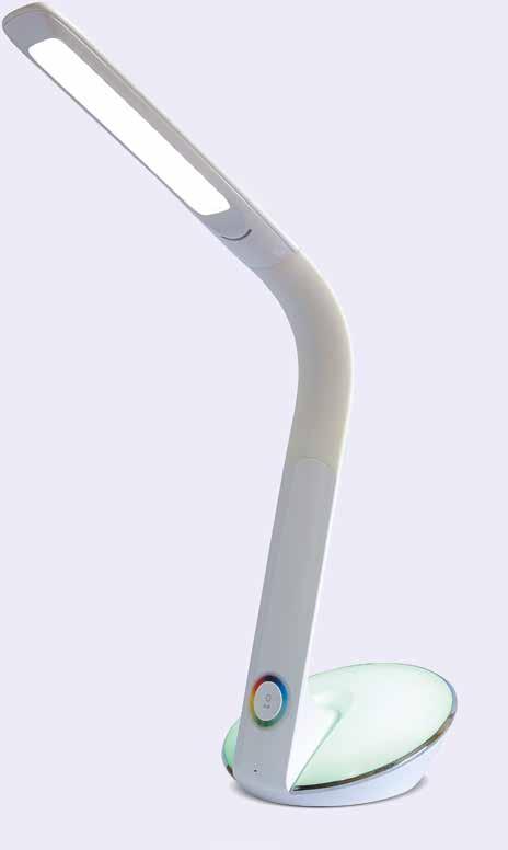 TECHNOLOGIE Lampička na psací stůl + noční lampička Příkon 12W Teplota barev 5500K (studená) Regulovatelná jasnost max 450lm MAGIC COLORS Plynulá změna barev v základu Swan Nech se okouzlit magií