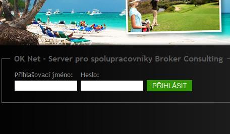 5) OK NET Odkaz na přihlášení do aplikace OK Net: https://oknet.bcas.cz/new/logout/ Přihlašovací jméno a heslo je vždy zasláno e-mailem na nadřízeného a na asistentku.