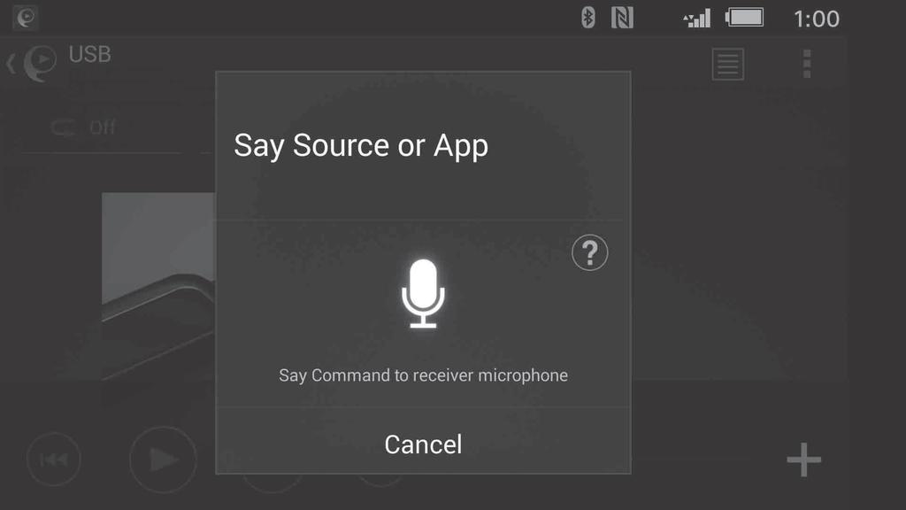 Aktivace rozpoznání hlasu (pouze uchytrých telefonů soperačním systémem Android) Zaregistrované aplikace můžete ovládat hlasovými příkazy. Podrobnosti naleznete v nápovědě k aplikaci.