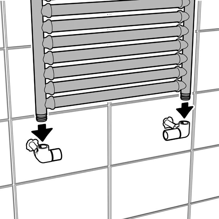 Instalace Spojení ventilu a držáku s topením Spojení mezi ventilem /držákem a topením pomocí utěsňovací spojky dodávané spolu s balením (a).