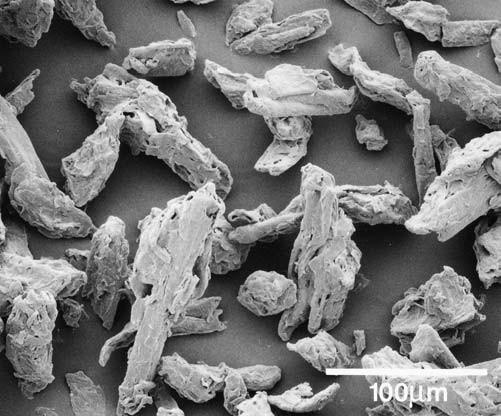 Mikrokrystalická celulosa Mikrokrystalická celulosa (zkráceně MCC) je čištěná, částečně depolymerizovaná celulosa, která má vzhled bílého, krystalického prášku složeného z porézních částic (obr. 3).