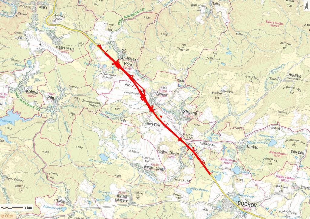 SO 207 Most na D6 přes biokoridor v km 5i700. Trasu úseku D6 Olšová Vrata Žalmanov schematcky znázorňuje obr. 4. Obr.