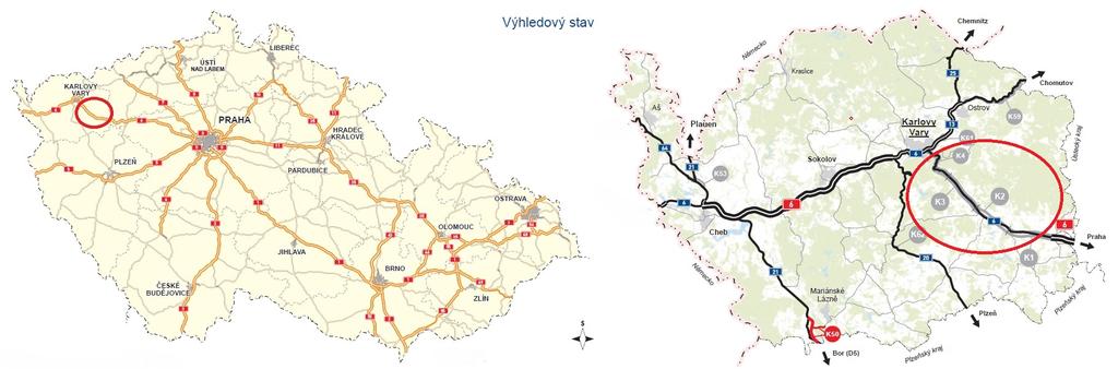 2 ÚDAJE O ZÁMĚRU Název záměru: D6 Karlovarský kraj Umístění záměru: Stát: Česká republika Kraj: Karlovarský Lokalizaci záměru v širším kontextu znázorňuje obrázek 1i detailní vedení jednotlivých