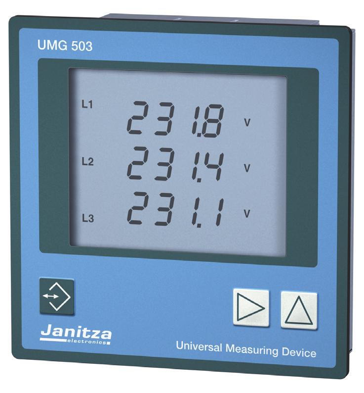 UMG 503 - dokonalost v digitálním měření Rozhraní a protokoly Modbus RTU (RS232 nebo RS485) Profibus DP V0/V1 2 reléové výstupy 250 V AC pro hlídání limitů U,I, P a podobně 1