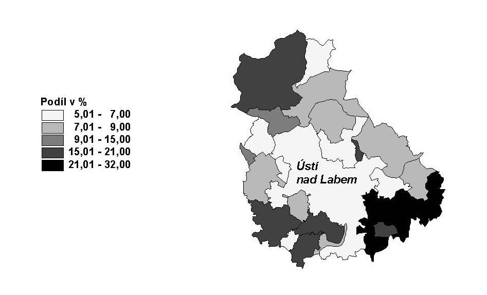 SO ORP ÚSTÍ NAD LABEM Bytový fond podle výsledků sčítání lidu, domů a bytů v rodinných domech Trvale obydlené byty z toho byty v bytových domech na 1 000 obyvatel na 100 cenzových domácností