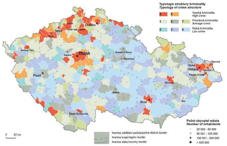 Jiří Nemeškal Jana Jíchová Prostorový vzorec kriminality v Česku Graf 3: Struktura kriminality jednotlivých typů oddělení policie, 2013 2015 Crime structure by individual types of police district,