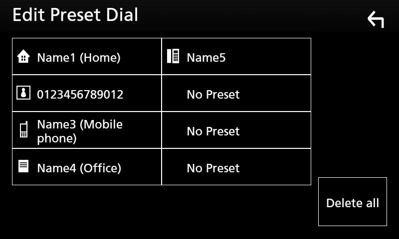 Ovládání Bluetooth ÑÑPřednastavení telefonního čísla V přístroji si můžete přednastavit často používaná čísla. 1 Klepněte na [ ]. 2 Klepněte na [Edit].