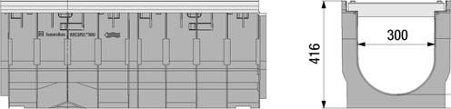 2 roky proti povrchové korozi 78 86 Typ Délka Šířka Výška Objednací mm mm mm číslo žlab Recyfix Super 300 KS typ 01 1000 420 416 40900 RECYFIX Super 300 kryty Třída Délka Šířka Výška Vtokový Rozměr