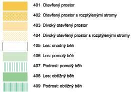 Černá čára kolem vodních útvarů označuje jejich nepřekonatelnost za normálních povětrnostních podmínek. V suchých terénech mohou objekty obsahovat vodu jen v některých obdobích. Obr.