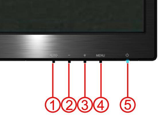Horké klávesy 1 Rychlé Zdroj / Auto / Konec 2 Clear vision /- 3 Volume /+ 4 Nabídka/Vstoupit 5 Vypínač Vypínač Podrţte tlačítko Vypínač, chcete-li vypnout monitor.