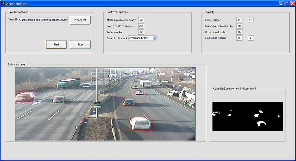 53 2.11 UŽIVATELSKÉ ROZHRANÍ Pro pohodlnější ovládání a vyhodnocení snímané scény na jedné obrazovce bylo vytvořeno uživatelské rozhraní GUI v programu MATLAB v.7.7.0.471 (R2008b).