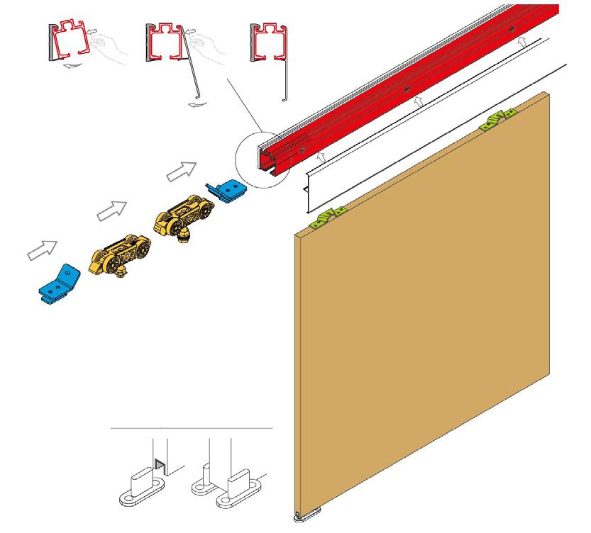 O4730000 Lišta K-032 vodící horní STANLUX 3m pro posuvné interieriérové dveře O4733000 Lišta horní montážní distanční STANLUX L 3 m, tloušťka18-24 mm O4736000 Lišta horní montážní distanční STANLUX L