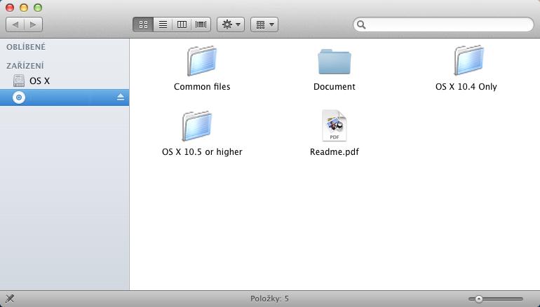 1 Vložte DVD-ROM. 2 Poklepejte na ikonu GEN_LIB. 3 Poklepejte na OS X 10.5 or higher.