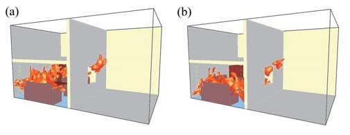 As it is shown in Fig. 1, the flashover was occurred in 560 seconds from the start of simulation.