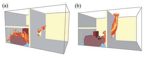 6 m and at distances of 1 m and 2 m from the room window are shown in Fig. 2. The radiative heat flux fields in vertical plane x = 2.
