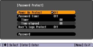 Funkce zabezpečení 27 Když je funkce Password Timer (Časovač hesla) nastavena na On (Zapnuto) a používáte funkci Timer (Časovač) Po zapnutí se výzva k zadání hesla vůbec neobjeví, dokud neuplyne
