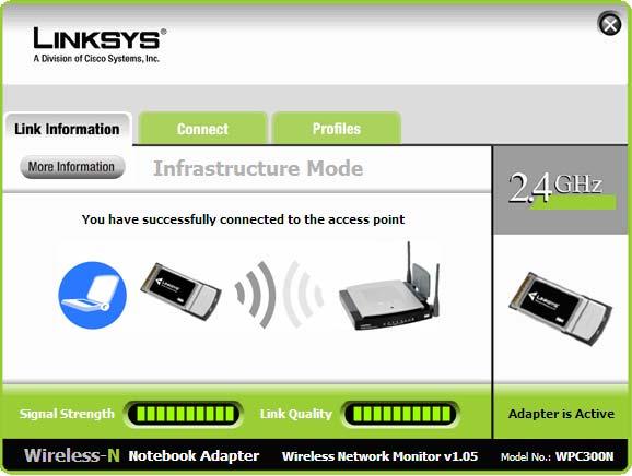 Přístupový bod jsem přes webové rozhraní nakonfiguroval tak, aby vysílal na kanálu č.1 f c = 2,412 GHz ve standardu 802.1g.