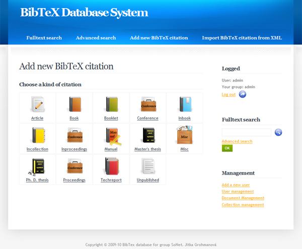 4.6 Uživatelé 54 Obr. 5: Výsledný vzhled systému pro uchování a vyhledávání BibT E X odkazů. postupně byla upravována podle našich požadavků.