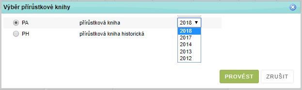 Založení nového přírůstku Založení nového přírůstku je možné pouze v úloze Chronologická evidence Přírůstková kniha po výběru konkrétního roku: Ikonou nebo ALT+INSERT (na horní nebo střední liště)