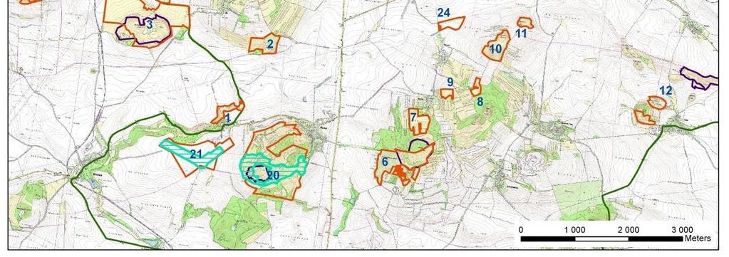 . Výsledky Celkem bylo v analyzované oblasti na základě stanovených kritérií (typu biotopu, rozlohy vhodné plochy a její izolovanosti) vytipováno lokalit potenciálně vhodných pro osídlení syslem