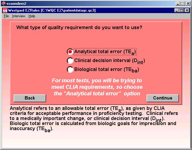 Požadavky na kvalitu analytické (TE a ) klinické (D int ) biologické TE BA TEa% = bias% +