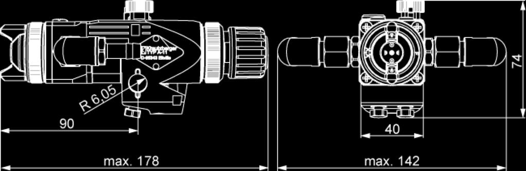 Návod k provozu T-Dok-041-CZ-Rev.4 13 Technické údaje 13.1 Rozměry a hmotnost Údaj Hodnota Jednotka Šířka max. 142 mm Výška 74 mm Délka max.