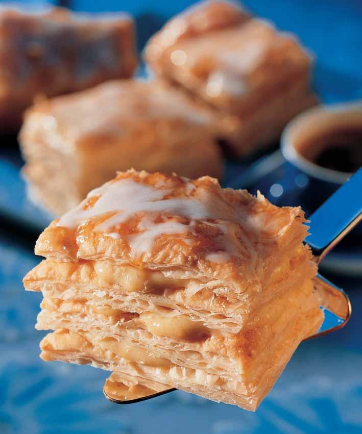 Napoleonovy fiezy Na korpus: 300 g zmrazeného listového tûsta 1 Puding s vanilkovou pfiíchutí Dr.Oetker 400 ml mléka 50 g cukru krupice 1 Vanilínov cukr Dr.