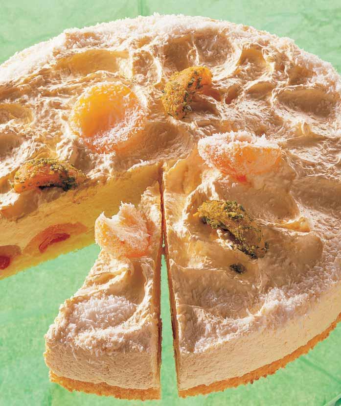 Oetker 75 g cukru krupice 500 ml mléka 200 g v bûrového másla 250 g polotuãného tvarohu 150 g strouhaného kokosu 2 polévkové lïíce meruàkové marmelády 1 plechovka merunûk (hmotnost pevného podílu 480