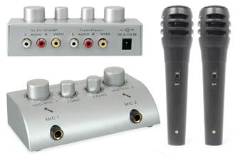 SK10216 černé 2x dynamický mikrofon RCA audio