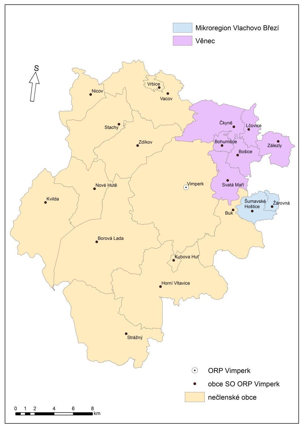 2 Souhrnná zpráva za všechny DSO v území Ve správním obvodu ORP Vimperk působí dva dobrovolné svazky obcí (Věnec a Mikroregion