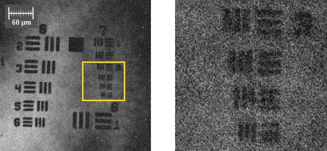 5.2.3. Pozorování amplitudového vzorku skrze silný difuzor Obrázek 38: Silný difuzor nejjemnější detaily rozlišovacího testu jsou na hraně rozlišení.