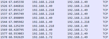 Obrázek 12 Wireshark - šifrovaná SIP komunikace Zdroj: vlastní zpracování Obrázek 13 Wireshark - ukázka TCP paketu Zdroj: vlastní zpracování Veškerá komunikace probíhá skrze Secure WebSocket, který