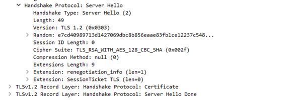 Obrázek 17 Wireshark - tcp hand-shake, zpráva server hello Zdroj: vlastní zpracování Další zajímavou zprávou je HTTP s požadavkem na upgrade, která je zobrazena na Obrázek 18.