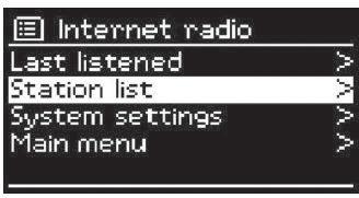 raději než jít do MENU, kde se dostanete do první nabídky režimu internetového rádia.