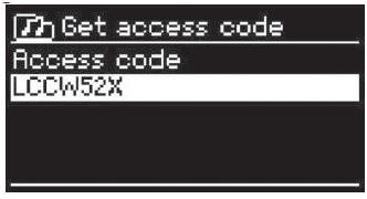 Chcete-li zaregistrovat svůj přístroj, zvolte STATION LIST (Seznam stanic)> HELP (Nápověda)> GET ACCESS CODE (Získat přístupový kód), abyste nejprve získali přístupový kód Vašeho rádia.