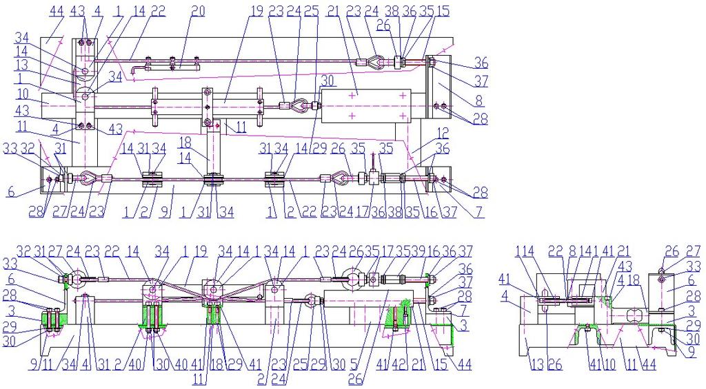 těchto otvorů od hrany profilu 9 je 580 mm a vzdálenost osy čtvrtého z těchto otvoru od hrany profilu 9 je 595 mm.