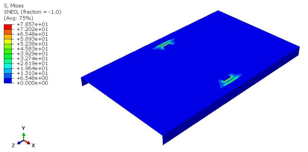 je oproti dovolenému napětí stále malé a maximální deformace (viz Obr. 8-9), která vyšla u = 0,016 4 mm. Obr. 8-8 Rozložení napětí v kluzné desce o síle 2 mm Obr.