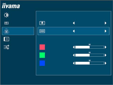 Color Settings * Teplota barev LUMINANCE COLOR SETTINGS ProLite XUB2790HS IMAGE SETTINGS GAMMA GAMMA1 COLOR SETTINGS COLOR TEMP.
