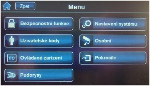 TM40 a TM50 Bezpečnostní funkce zastřežení/odstřežení podsystémů, zvonkohra, přemostění zón, čas autozapnutí a zobrazení stavu systému.