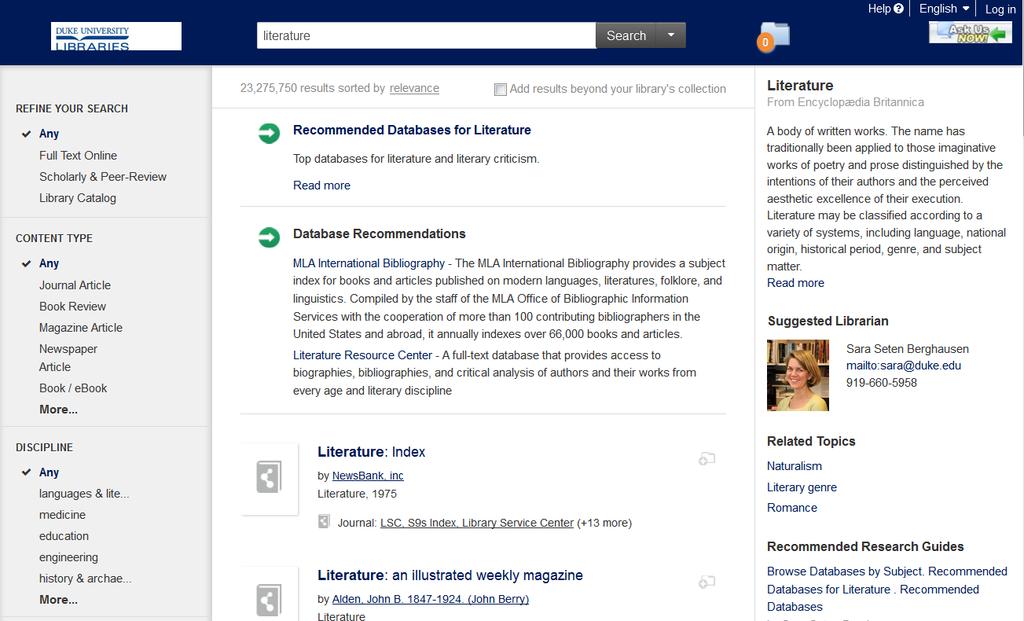 Integrace s LibGuides - zviditelnění služeb knihovny Informace o oborovém knihovníkovi Nabídka